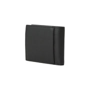 Black textured leather wallet with visible stitching along edges from Calvin Klein for men