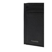 Black textured leather Calvin Klein men wallet with stitched card slots suitable for everyday use