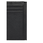 Calvin Klein men wallet black textured leather cardholder with precise stitching along the edges