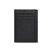 Calvin Klein men wallet black textured leather card holder with multiple slots and magnetic closure