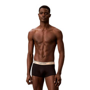Calvin Klein Schwarze Herren-Boxershorts aus Baumwolle mit niedrigem Bund und beigem Bund mit Markenlogo
