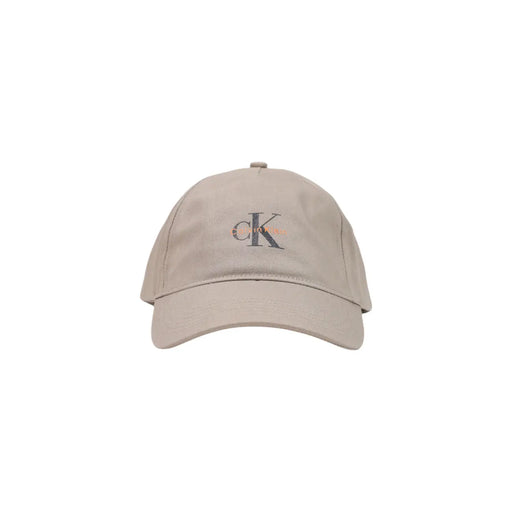 Beige Calvin Klein Herren-Baseballkappe mit Monologo-Print aus Baumwolle mit gesticktem Logo