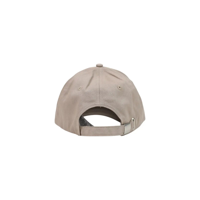 Beige Calvin Klein Herren-Baseballkappe mit Monologo-Print, Stoffriemen und silberfarbener Metallschnalle (Rückansicht) aus Baumwolle