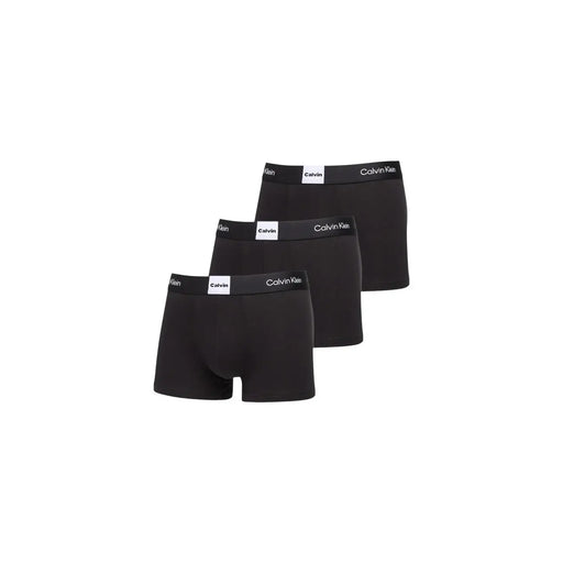 Black calvin klein boxer briefs with a white logo band designed for men underwear in cotton fabric