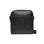 Schwarze Calvin Klein Herren-Schultertasche aus strukturiertem Polyurethanleder mit geprägtem Logomuster (B 18 x H 21 cm)