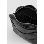 Calvin Klein Schwarze Herren-Schultertasche aus Polyurethan mit geprägtem Logo und Crossbody-Design