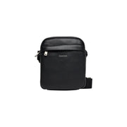 Schwarz Calvin Klein Herren-Schultertasche aus strukturiertem Leder mit silberfarbenen Reißverschlusstaschen, Maße: 18 x 23 x 7 cm