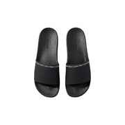 Schwarze Calvin Klein Herren-Slipper mit offener Zehenpartie, aus Polyurethan und mit dem charakteristischen Logo auf dem Riemen