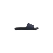 Calvin Klein Herren-Slipper, schwarz, aus Polyurethan, dunkelblau, zum Hineinschlüpfen, minimalistisches Design, weißes Logo am Riemen
