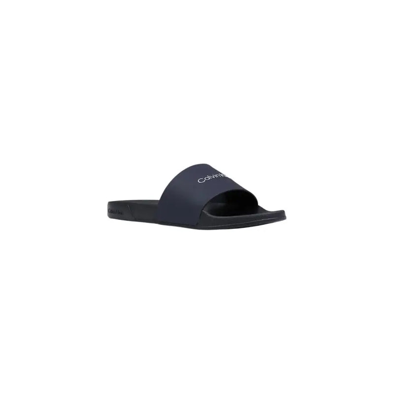 Calvin Klein Schwarze Herren-Sandalen aus Polyurethan mit minimalistischem Design und dezentem weißen Logo am Riemen