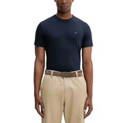 Marineblau Calvin Klein Herren Kurzarm-Baumwollhemd t-shirt mit kleinem, gesticktem Logo auf der linken Brust