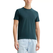 Dunkelgrüner Baumwollpullover mit Rundhalsausschnitt t-shirt mit dezentem, gesticktem Logo auf der linken Brustseite von Calvin Klein Herrenkollektion