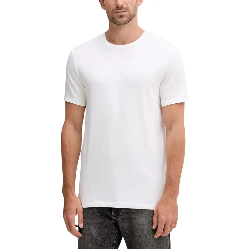 Calvin klein men t-shirt white crew neck cotton fabric ideal for casual wear