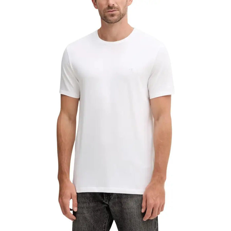 Calvin Klein Herren t-shirt Weißer Baumwollstoff mit Rundhalsausschnitt, ideal für Freizeitkleidung
