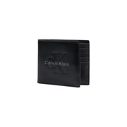 Schwarz Calvin Klein Herren-Geldbörse aus Leder mit geprägtem Logo und genähten Kanten für den täglichen Gebrauch