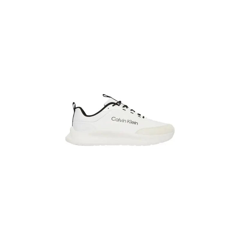 Calvin Klein Weißer Herren-Sneaker aus Polyester mit Schnürung, schwarzen Schnürsenkeln und elegantem, modernem Design für die Freizeit.