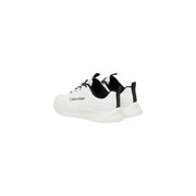 Calvin Klein Weiße Herren-Sneaker aus Polyester mit Schnürung, schwarzen Schnürsenkeln, Fersenlaschen und Markenlogo an der Seite