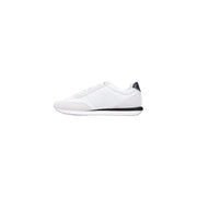 Calvin Klein Weiße Herren-Sneaker aus Textil mit Schnürung, schwarzen Akzenten an Ferse und Zwischensohle im minimalistischen Design