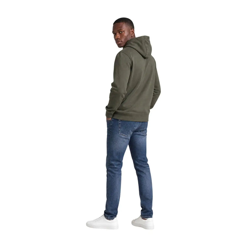 Calvin Klein Olivgrüner Herren-Hoodie aus Baumwolle mit klassischer, lockerer Passform und dezentem Logo auf der Brust