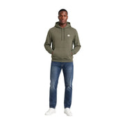 Calvin Klein Olivgrüner Herren-Hoodie aus Baumwolle mit kleinem weißen Brustlogo und passenden Kordelzügen