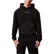 Calvin Klein Sport Schwarzer Herren-Hoodie aus Baumwolle mit weißem Logo und Vordertasche