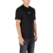 Men’s black short-sleeved T-shirt with small white logo from Calvin Klein Sport