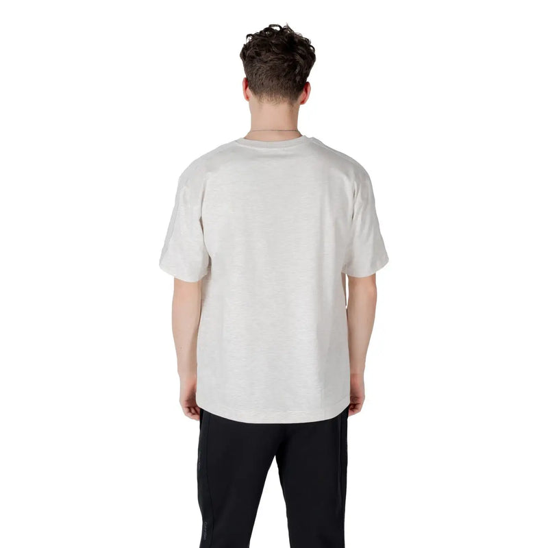 Calvin Klein Sport graues Herren-T-Shirt aus Baumwollmischgewebe mit schlichtem, cremeweißem Kurzarmdesign in lockerer Passform