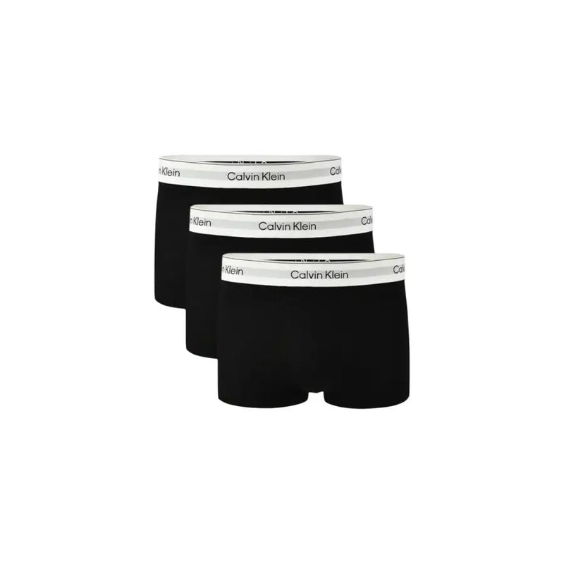Schwarz Calvin Klein Herren-Boxershorts mit weißem Gummibund und schwarzem Logo-Aufdruck