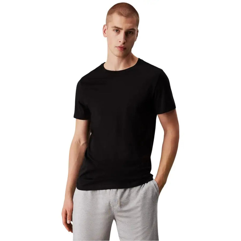 Calvin Klein Herrenunterwäsche, schwarz, kurzärmelig, Rundhalsausschnitt, Baumwolle t-shirt für bequemes Tragen im Alltag