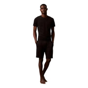 Calvin Klein Herrenunterwäsche, schwarz, kurzärmelig, Rundhalsausschnitt, Baumwolle t-shirt mit passendem schwarzen Shorts-Set
