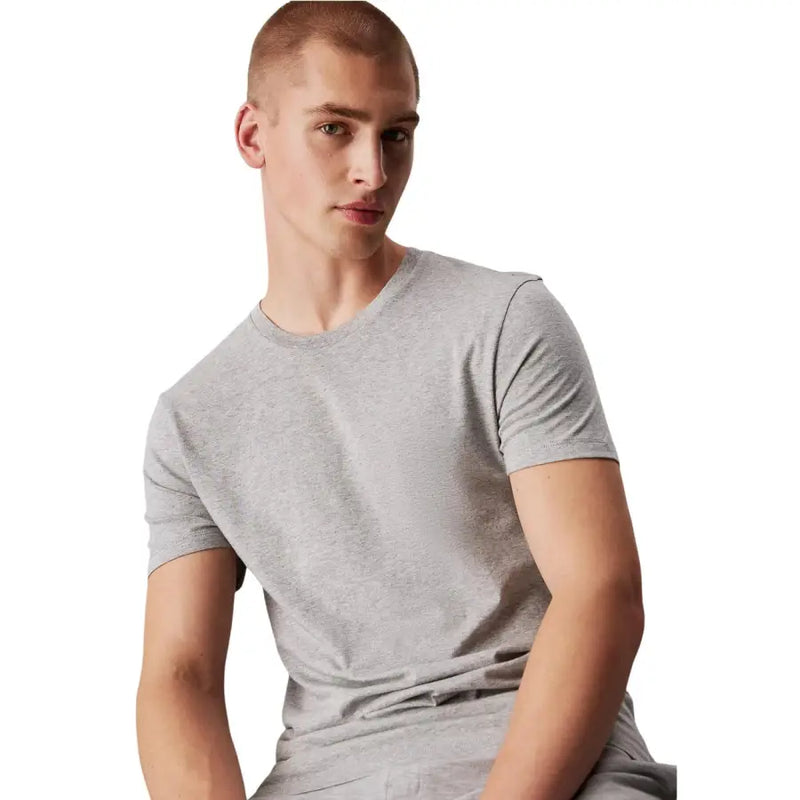 Calvin Klein Unterwäsche, schmal geschnitten, meliertes Grau, Baumwolle t-shirt mit klassischem Rundhalsausschnitt für Herren