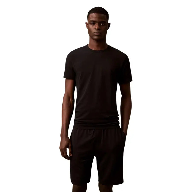 Calvin Klein Herrenunterwäsche, schwarz, kurzärmelig, Rundhalsausschnitt, Baumwolle t-shirt ideal für bequemes Tragen im Alltag