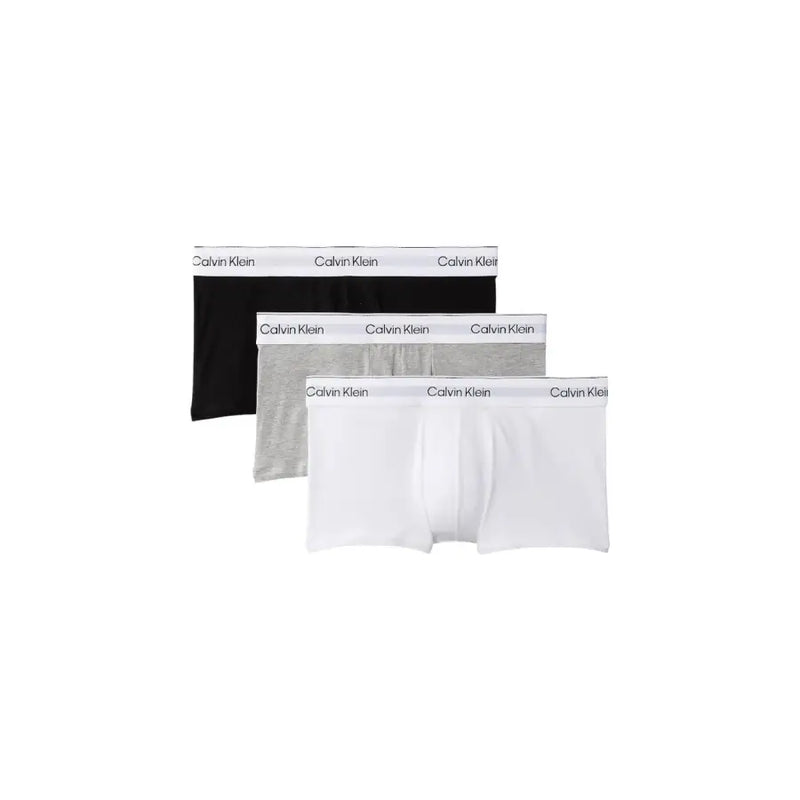 Calvin Klein Herren-Unterwäsche, Dreierpack Boxershorts in Schwarz, Hellgrau und Weiß mit Marken-Gummibund