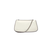 Calvin Klein white spring summer shoulder bag cream-colored leather with silver chain strap and black trim