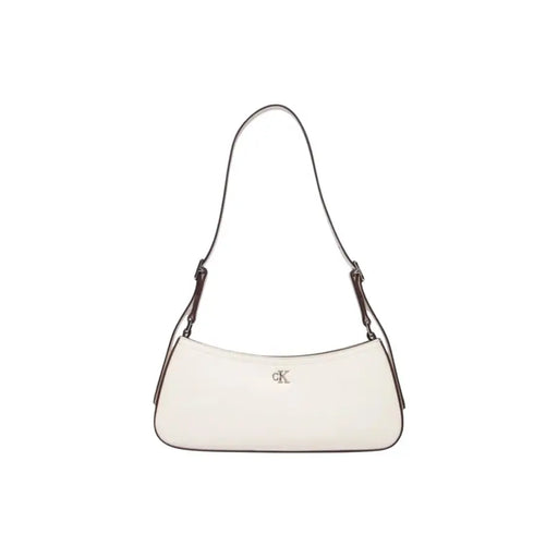 cremefarben Calvin Klein Damen-Schultertasche mit schwarz eingefassten Riemen