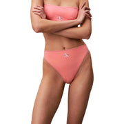 Pink Calvin Klein women strapless bikini top with subtle embroidered logo made of nylon elastane