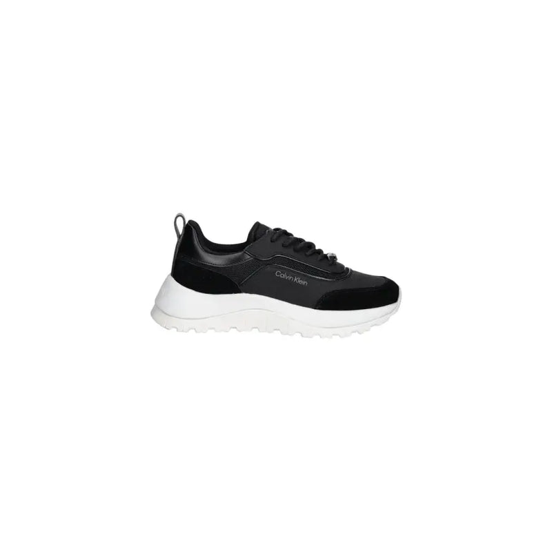 Calvin Klein Schwarze Damen-Sneaker aus Leder mit weißer Sohle