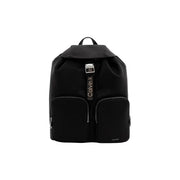 Calvin Klein women black backpack with textured polyurethane leather and silver-toned hardware 28 cm