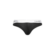 Calvin Klein women black cotton modal briefs with white waistband featuring black logo text
