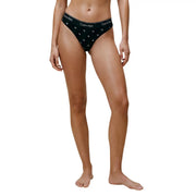 Schwarze Calvin Klein Damen-Unterwäsche aus brasilianischem Baumwoll-Modal-Gewebe mit weißem Logo-Bundmuster, Ansicht von hinten
