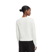 Calvin Klein Damen Baumwollstrickwaren, weißer Rundhals-Pullover, minimalistisch, mit Rundhalsausschnitt und gerippten Bündchen