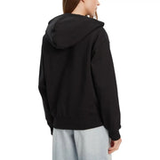 Calvin Klein women black cotton sweatshirt with a relaxed fit hood and ribbed cuffs for casual wear