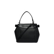 Calvin Klein Schwarze Damen-Umhängetasche aus strukturiertem Polyurethan mit elegantem, formstabilem Design und silberfarbenen Beschlägen