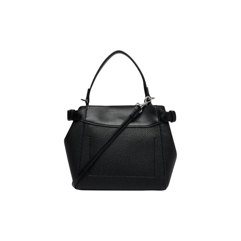 Calvin Klein Schwarze Damen-Umhängetasche aus strukturiertem Polyurethan mit elegantem, formstabilem Design und silberfarbenen Beschlägen
