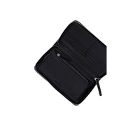 Schwarzes Calvin Klein Damen-Emblem-Geldbeutel aus Polyester mit elegantem Reißverschluss und dezenten Ziernähten