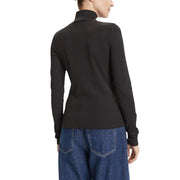 Schwarzer, gerippter Rollkragenpullover aus Baumwolle top für Frauen von Calvin Klein mit klassischem, taillierten Design
