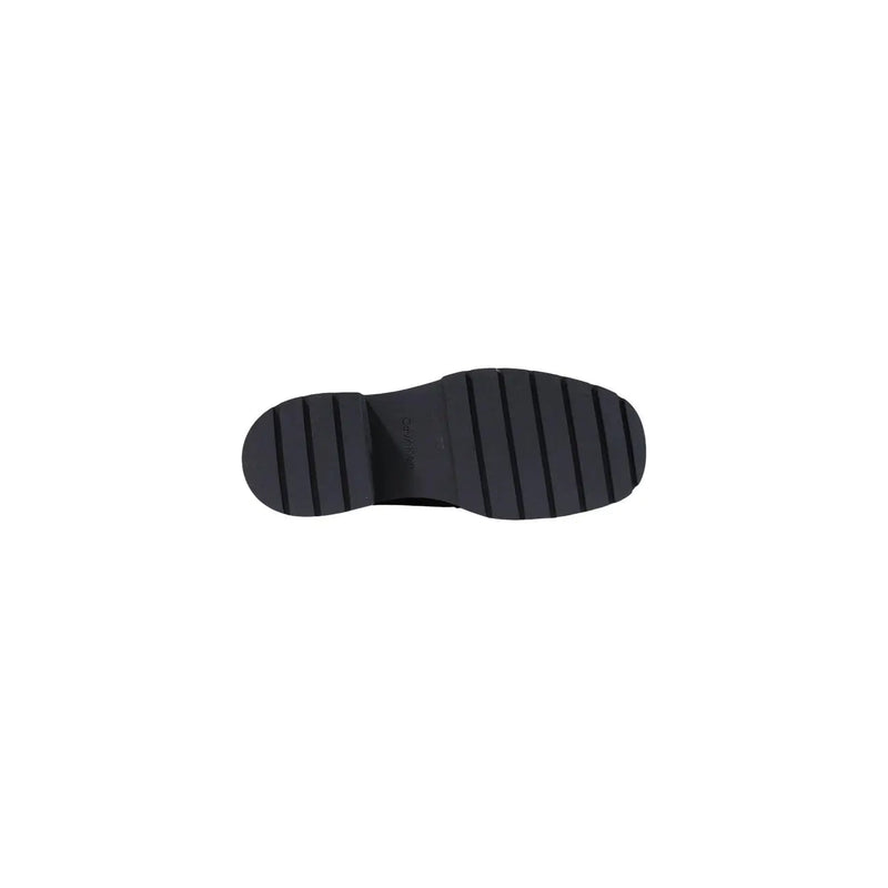 Calvin klein women leather slip on shoes bordeaux with black rubber sole featuring textured ribbed grip pattern