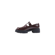Calvin Klein women leather slip on shoes bordeaux mary jane loafer with a thick black platform sole