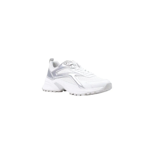 Calvin Klein women leather sneakers white geometric white and silver chunky sneaker with modern retro-inspired design
