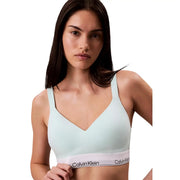 Hellblauer Calvin Klein Damen-Lift-Bralette mit weißem Baumwoll-Modal-Stretchband und Markenlogo